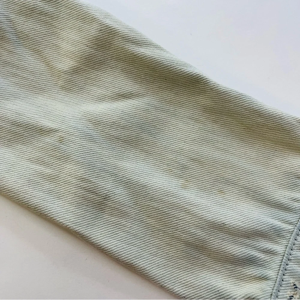 Free People double weave denim jacket distressed destroyed‎ women's size S - Picture 5 of 10